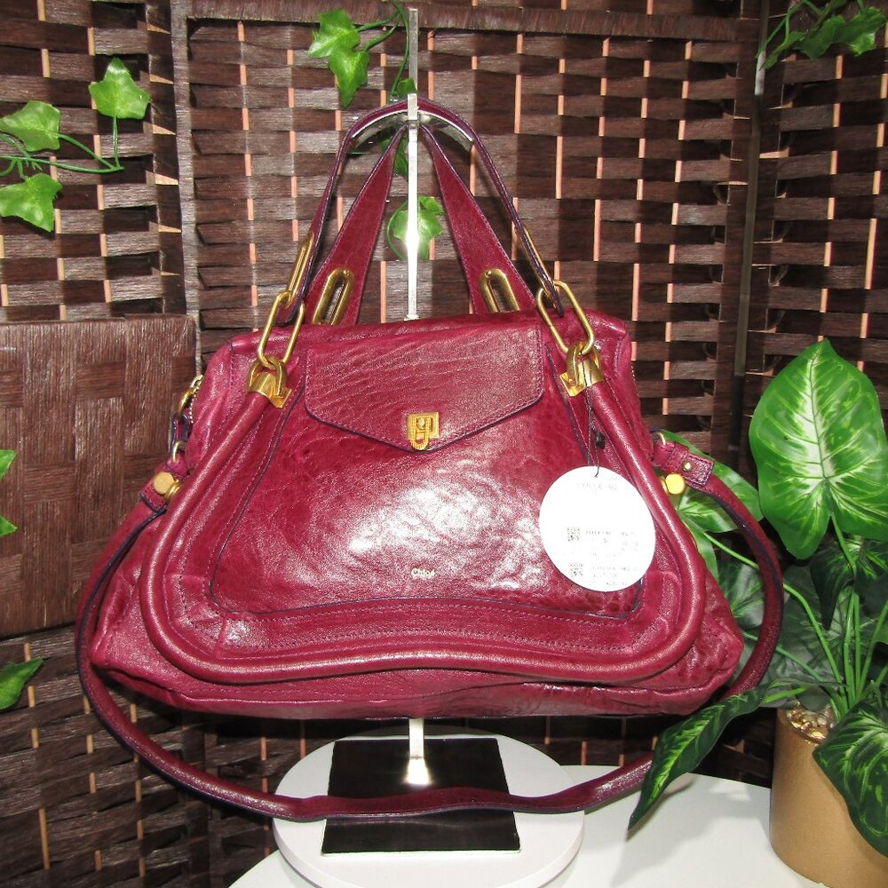 $1950 LIKE NEW AUTH CHLOE  DARK PLUM  CALFSKIN LEATHER BAG